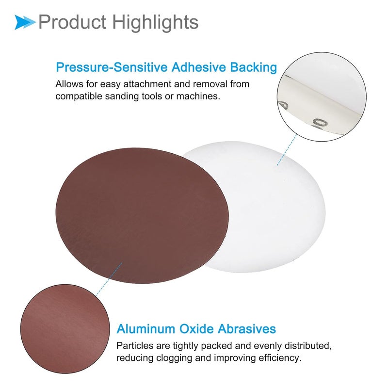 CoCud PSA Sanding Discs, 6 Inch Dia 1500 Grits, Self Adhesive Sticky-Back Sandpaper - (Applications: for Woodworking Metal Finishing), 10-Pieces - Image 4